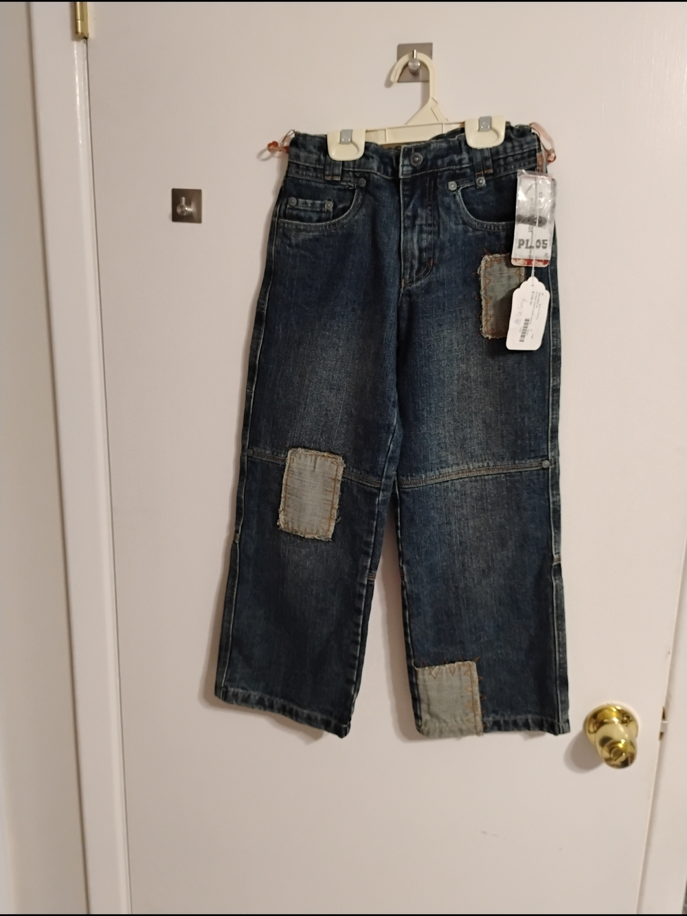 Pampolina Boys Dark Blue Patchwork Straight-Leg Jeans